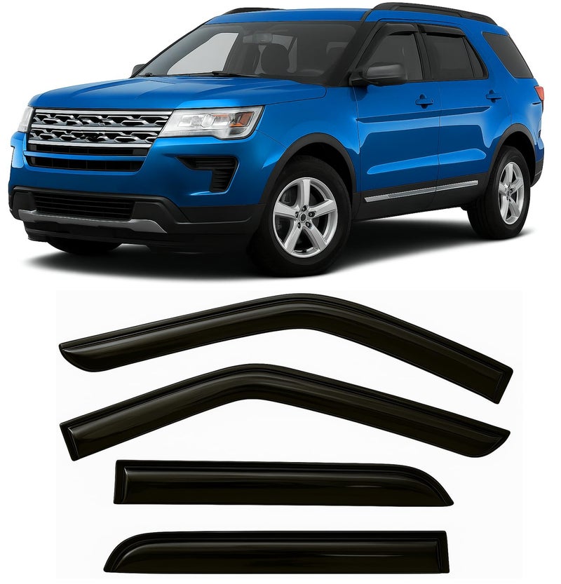 Optimal Co 2011-2019 Tape-On Rain Guards for Ford Explorer Extra Thick Side Window Deflector Visors Base XLT Limited Sport Platinum 2012 2013 2014 2015 2016 2017 2018 - Image 1